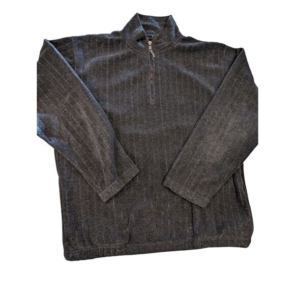 Justin Blake Fleece Sweatshirt Mens Large Quarter Zip Pullover Striped Pockets - Picture 8 of 13